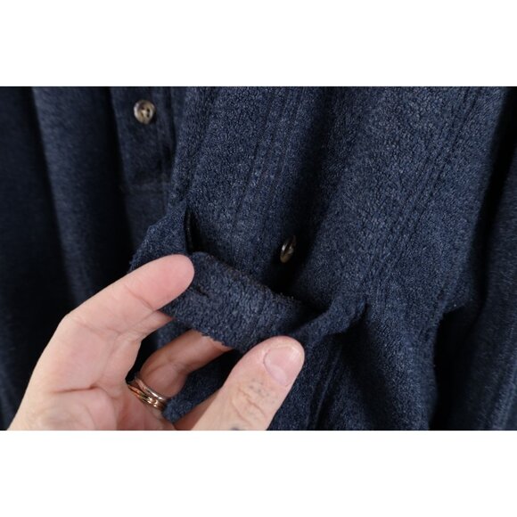 Vtg 90s Streetwear Mens 3XL Distressed Thin Terry Cloth Fleece Collared Sweater - Picture 8 of 14